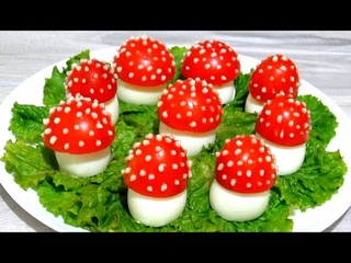 Вкусно - Праздничная ЗАКУСКА  #МУХОМОРЫ Рецепт Закуски на #Новогодний Стол #Рецепты Салатов