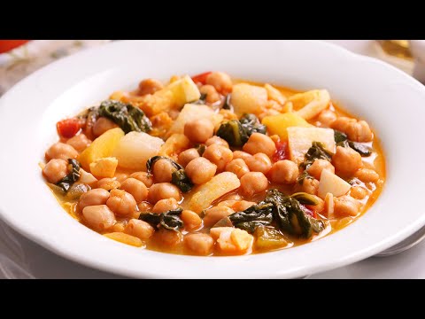Garbanzos con Bacalao y Espinacas, Potaje Fácil, Rápido y