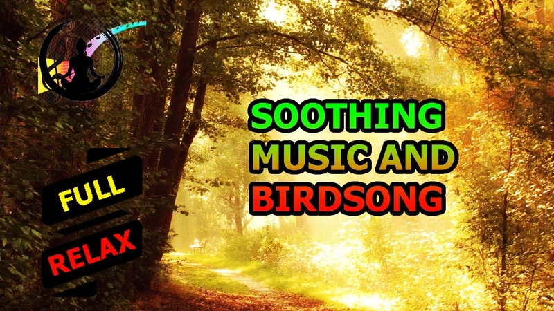 Soothing music and birdsong.