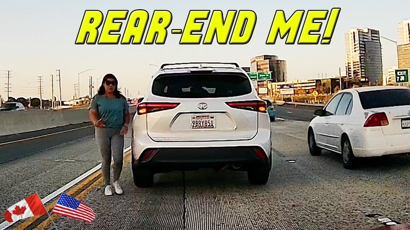 WOMAN TRIES TO GET HIT BY STOPPING ON THE HIGHWAY, USA
