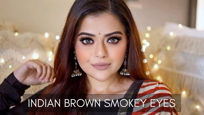 INDIAN BROWN SMOKEY EYES TUTORIAL FOR BEGINNERS, SMOKEY FESTIVE WEDDING GUEST