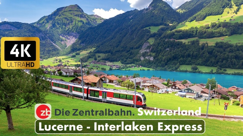 Lucerne Interlaken Express Switzerland, Fairytale like train journey Goldenpass, 4 K 60fps