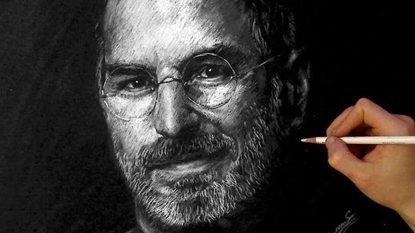 STEVE JOBS White charcoal Portrait The Portrait