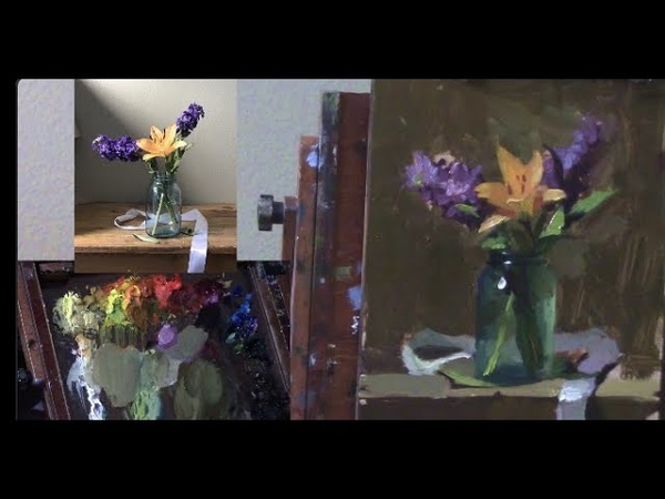 How to paint flowers in a glass