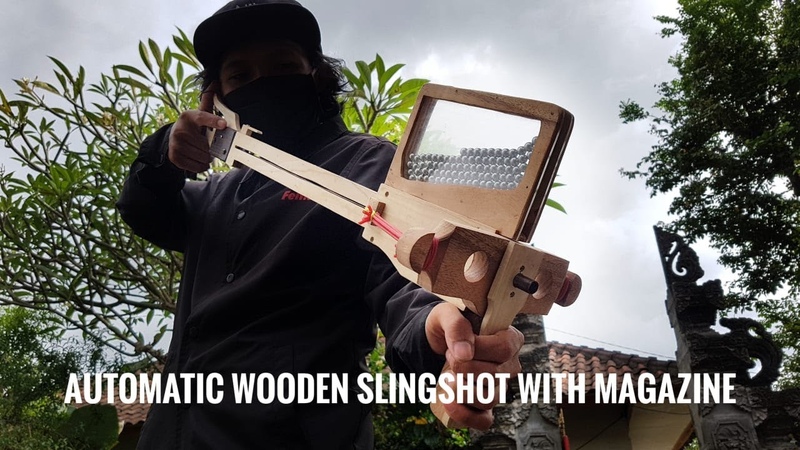 How To Make Powerful Automatic Wooden Slingshot With Magazine