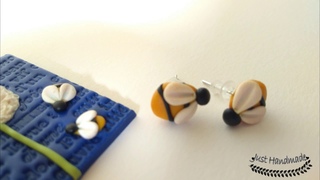 ~JustHandmade~ Polymer clay (fimo) bee - earrings