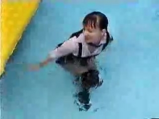 Wetlook Student In Overknees In Pool