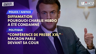 DIFFAMATION : CHARLIE-HEBDO CONDAMN /  CONFRENCE DE PRESSE XXL   MACRON DEVANT SA COUR