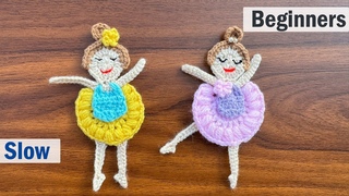 Free Crochet Ballerina Pattern  Crochet Ballerina Tutorial  Crochet Applique Tutorial